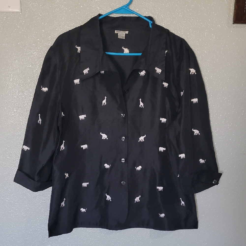 Black Animal Print Women's Blouse